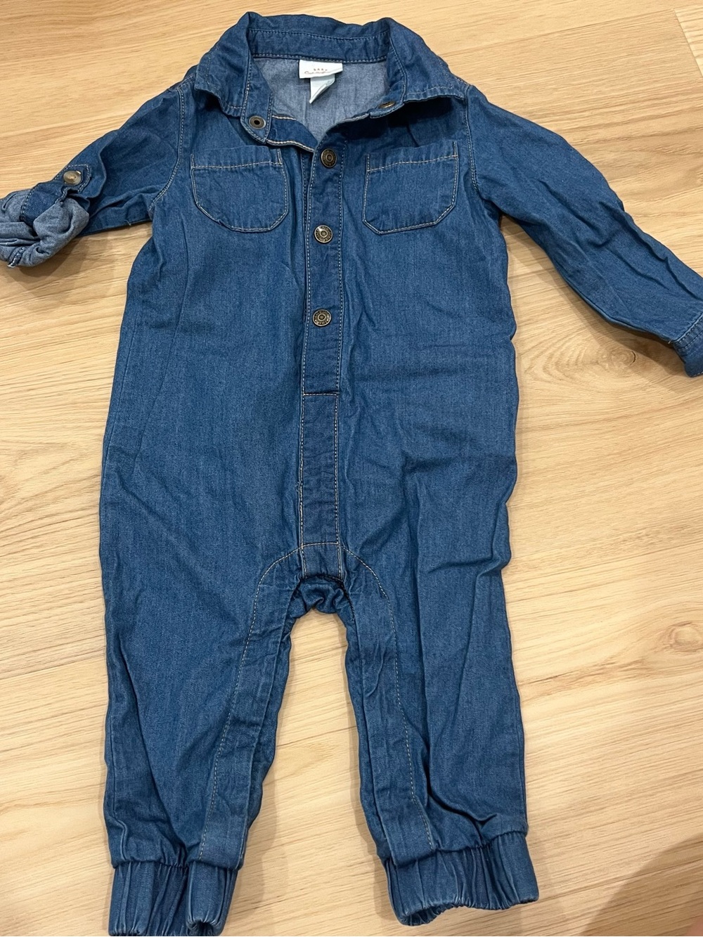 Cat & Jack Denim-Style Blue Romper Jumpsuit